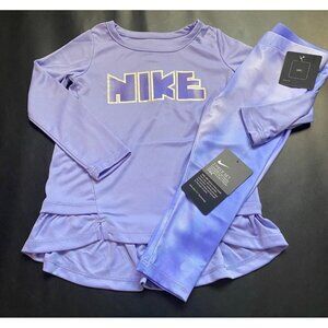 NWT Nike Glitter Peplum Tunic & Leggings Set Girls Size 3T